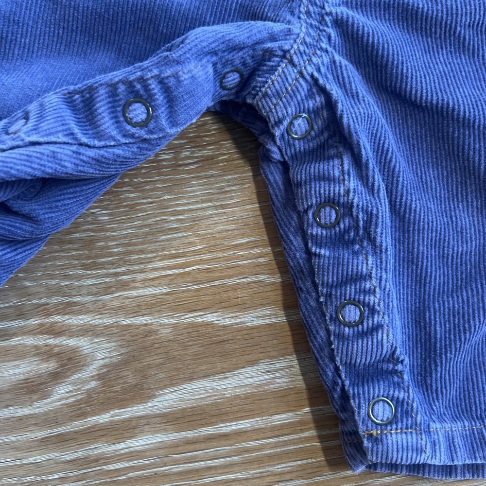 Vintage Baby‎ Gap Blue Jeans Infant 3-6 Mos Corduroy Overalls Snap Crotch Purple - Picture 5 of 8